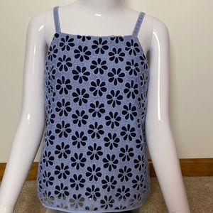 Maeve Blue Quinn Tank With Daisy Overlay Size 8
